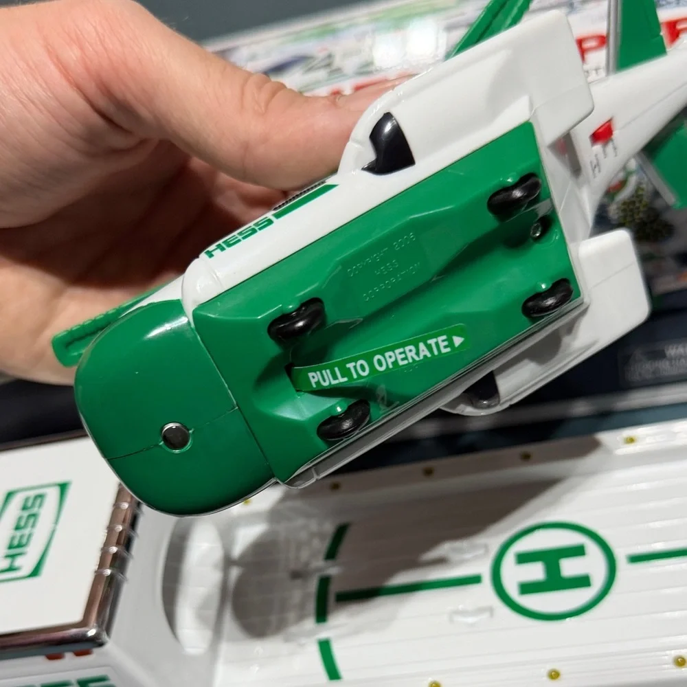 Hess Green & White Toy Truck and Helicopter - Kids Vehicles